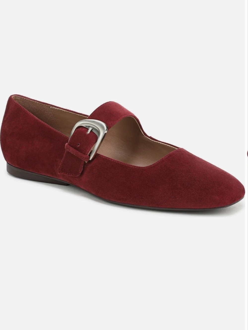 Naturalizer Comic Mary Jane Burgundy Suede Flat with Buckle Sz 8 WIDE NEW